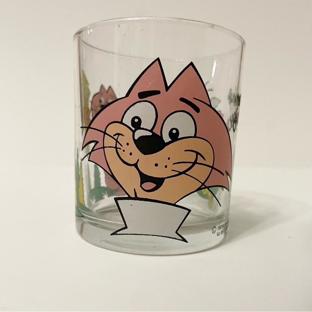 Vintage 1997 Choo Choo Cat Glass Cup Cartoon Top Cat Show